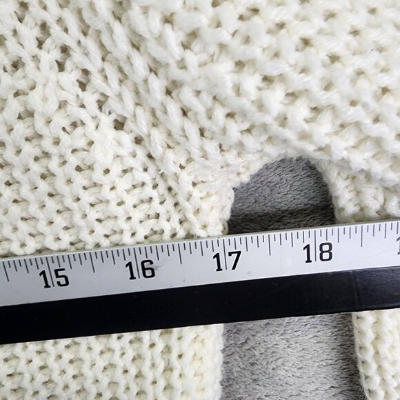 Womens Ivory Love Change Italy Knit Sweater Cold Shoulder Crew Neck Size L - Picture 7 of 9